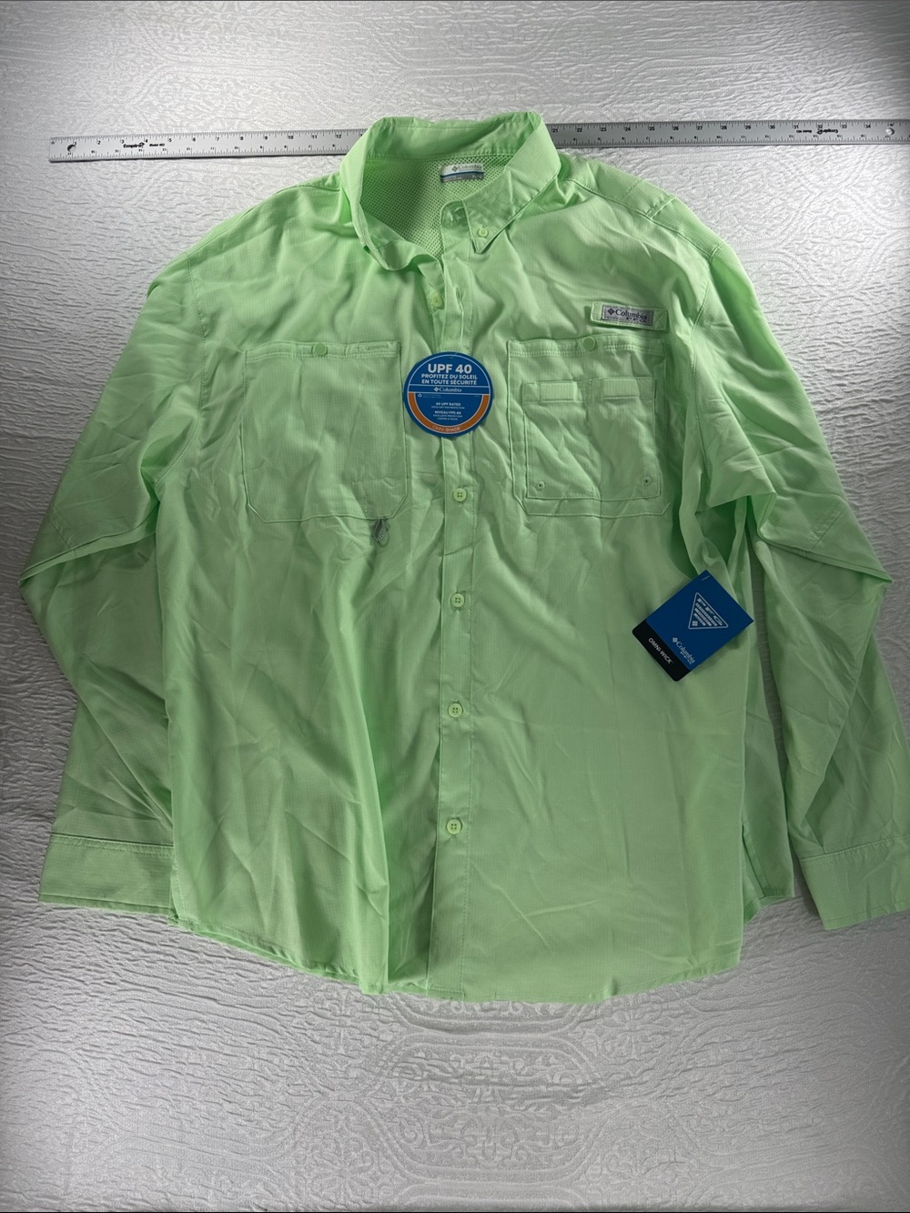 Columbia Neon Green Long Sleeve Sun Shirt